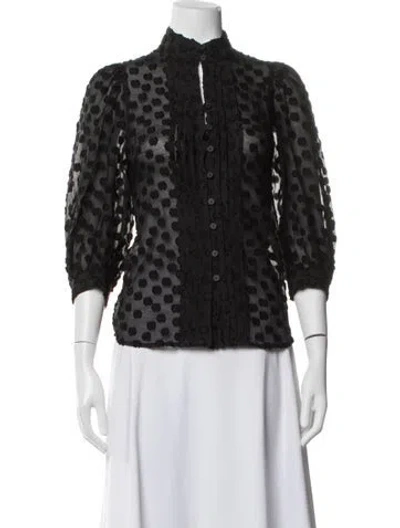 Pre-owned Smythe Polka Dot Print Three-quarter Sleeve Blouse In Black