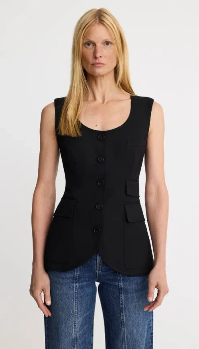 Smythe Portrait Neck Vest In Deep Black