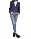 Smythe Pouf Sleeve One Button Blazer In Navy Copper Pinstripe In Blue