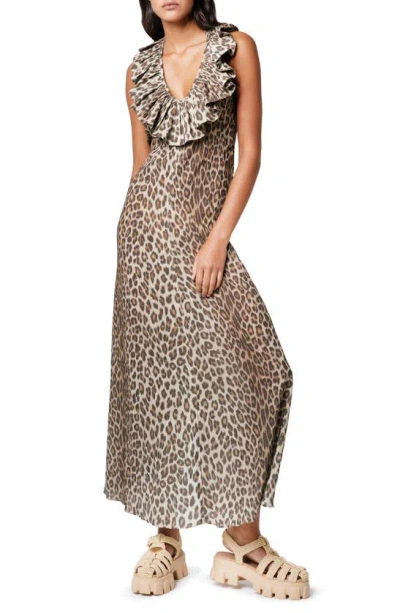 Smythe Print Halter Maxi Dress In Leopard