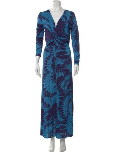 Pre-owned Smythe Printed Long Dress In Blue