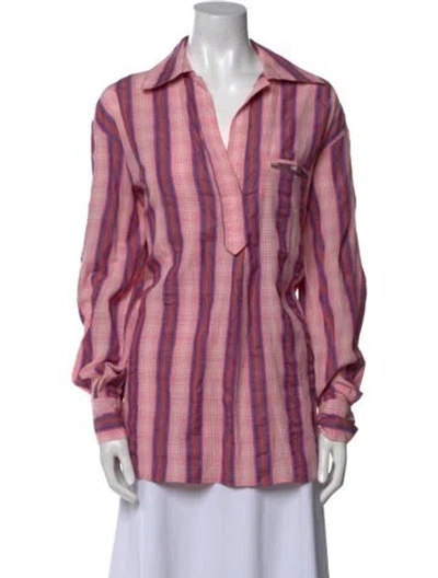 Pre-owned Smythe Printed Long Sleeve Button-up Top In Red