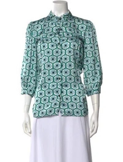 Pre-owned Smythe Printed Mock Neck Blouse In Multi
