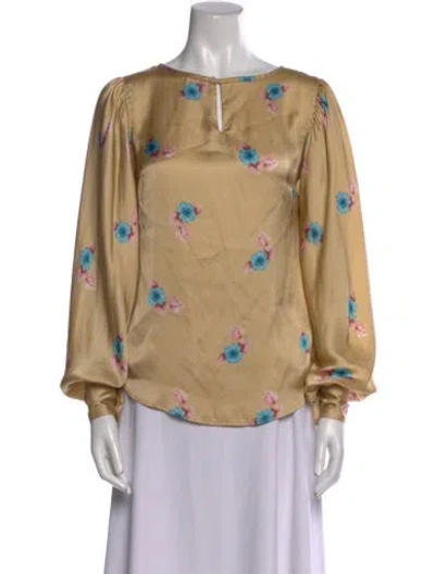 Pre-owned Smythe Printed Scoop Neck Blouse In Neutral