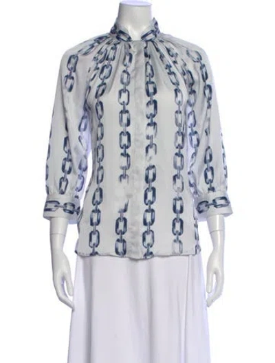 Pre-owned Smythe Printed Three-quarter Sleeve Blouse In Multi