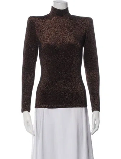 Pre-owned Smythe Printed Turtleneck Top W/ Tags In Brown