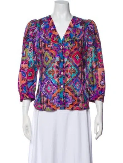 Pre-owned Smythe Printed V-neck Blouse In Multi