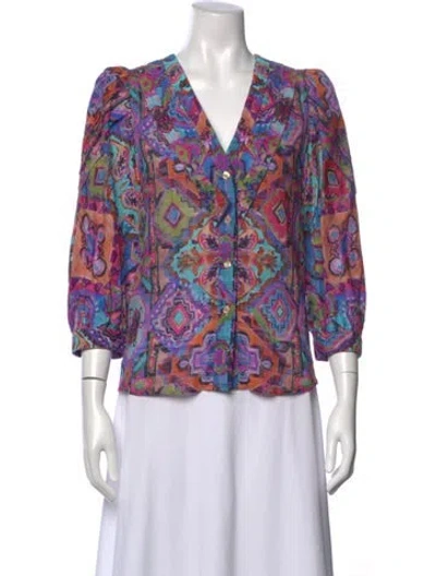 Pre-owned Smythe Printed V-neck Blouse In Multi