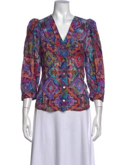 Pre-owned Smythe Printed V-neck Blouse In Multicolor