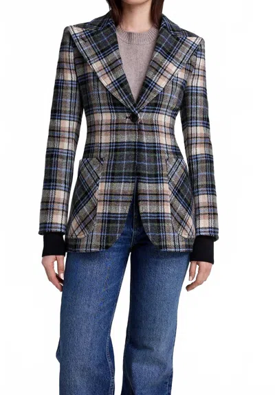 Smythe Rib Cuff Birkin Blazer In Multi Plaid With Black
