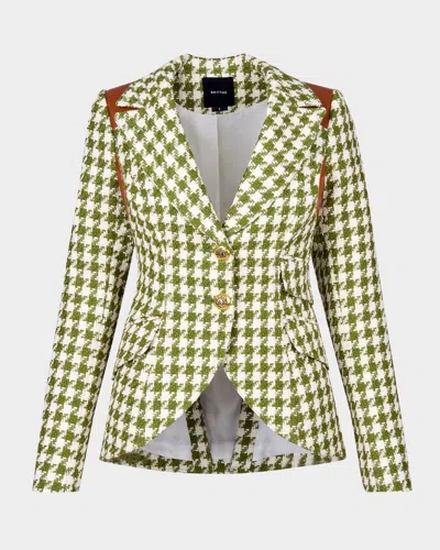 Smythe Rifle-patch Equestrian Blazer In Fern Houndstooth