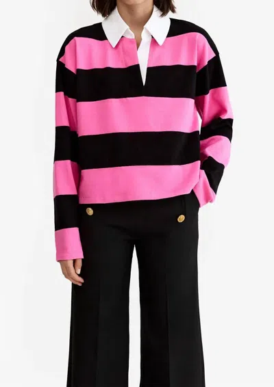 Smythe Rugby Cropped Shirt In Pink/black