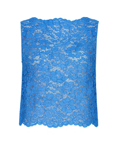 Smythe Scallop Lace Shell In Blue