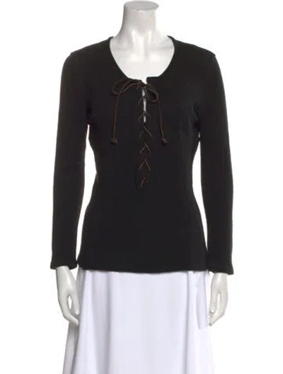 Pre-owned Smythe Scoop Neck Long Sleeve Top In Black