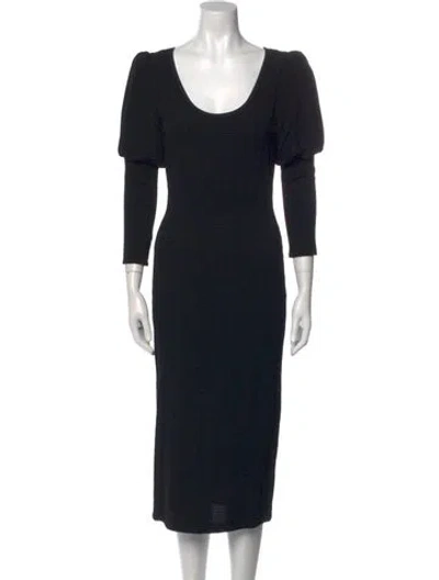 Pre-owned Smythe Scoop Neck Midi Length Dress In Black