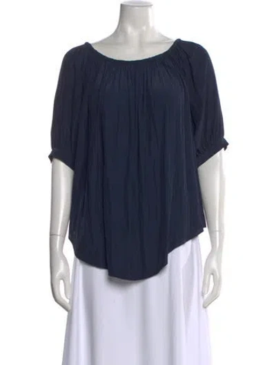 Pre-owned Smythe Scoop Neck Short Sleeve Blouse In Blue