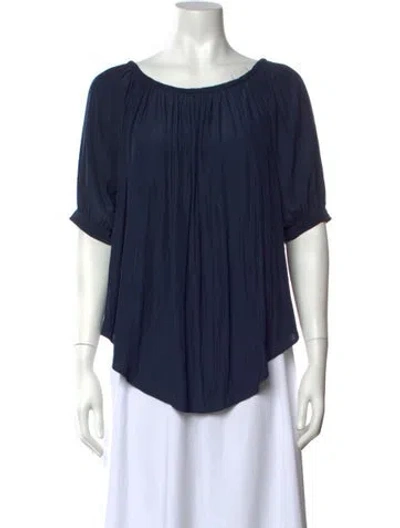 Pre-owned Smythe Scoop Neck Short Sleeve Blouse In Blue