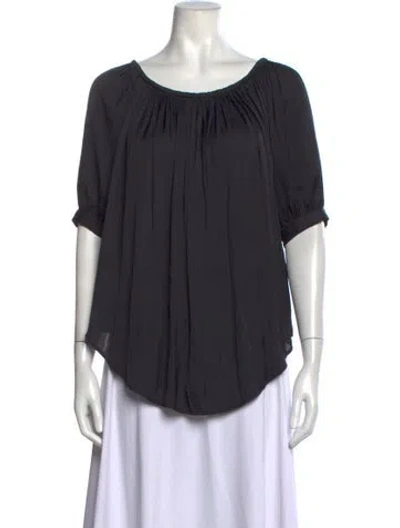 Pre-owned Smythe Scoop Neck Short Sleeve Blouse In Grey