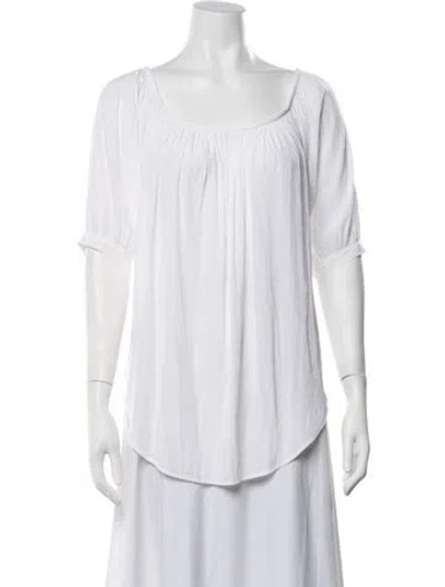 Pre-owned Smythe Scoop Neck Short Sleeve Blouse In White