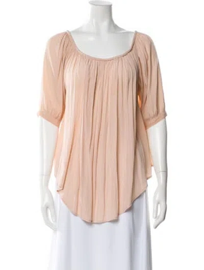 Pre-owned Smythe Scoop Neck Three-quarter Sleeve Blouse In Blue