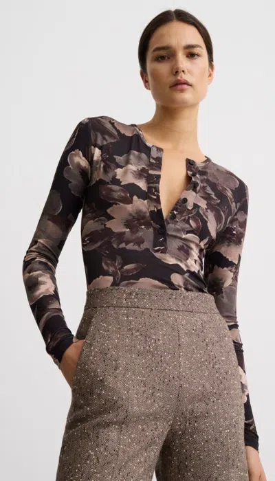 Smythe Scrunch Sleeve Henley Tee In Multi
