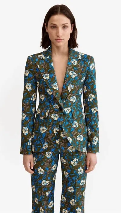 Smythe Seamed Blazer In Olive Floral In Multi