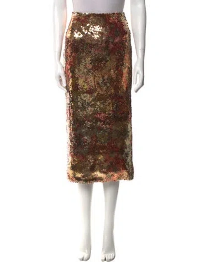 Pre-owned Smythe Sequin Embellishments Midi Length Skirt In Brown
