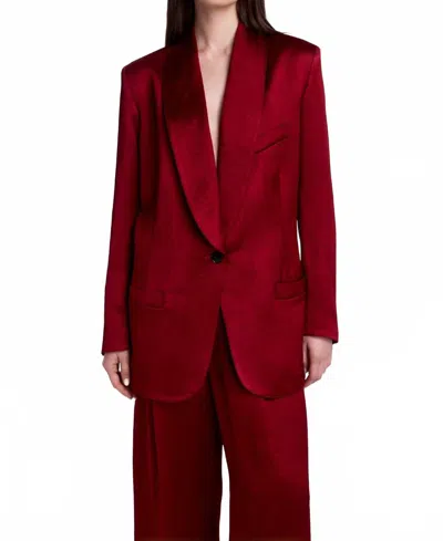 Smythe Shawl Collar Oversized Blazer In Crimson In Red