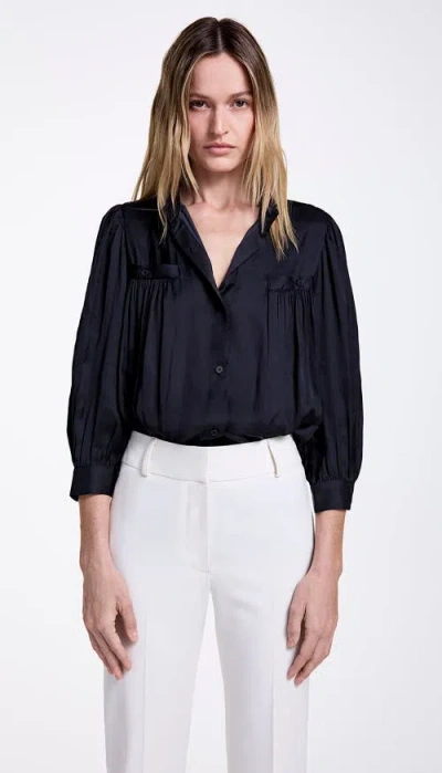 Smythe Shirred Pocket Blouse In Black
