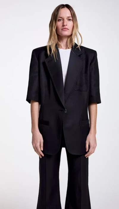 Smythe Short Sleeve Oversized Blazer In Black