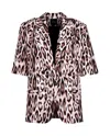 Smythe Short Sleeve Oversized Blazer Leopard In Brown