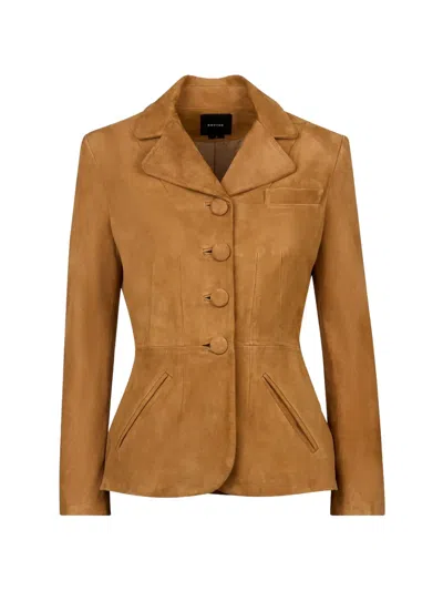 Smythe Shrunken Suede Single-breasted Blazer In Brown