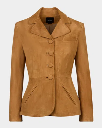 Smythe Shrunken Suede Single-breasted Blazer In Brown