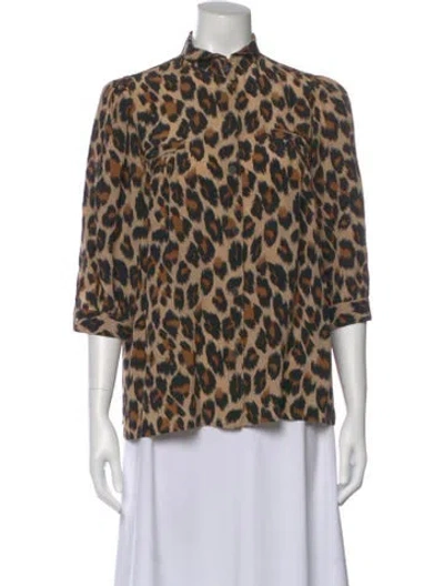 Pre-owned Smythe Silk Animal Print Blouse In Neutral