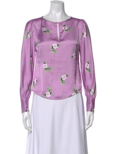 Pre-owned Smythe Silk Floral Print Blouse In Purple