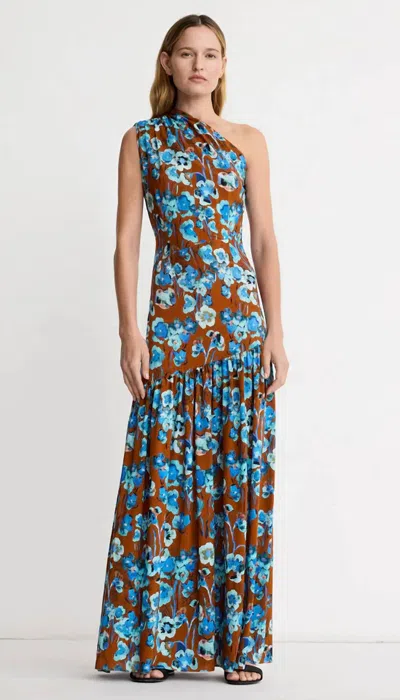 Smythe Single Shoulder Maxi Dress In Desert Floral In Multi