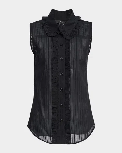 Smythe Sleeveless Ruffle-trim Shirt In Black
