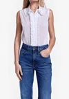 Smythe Sleeveless Ruffle Trim Shirt In White In White