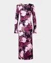 Smythe Stretch Knit Crewneck Midi Dress In Botanical Rouge