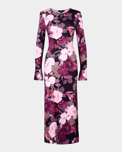 Smythe Stretch Knit Crewneck Midi Dress In Botanical Rouge