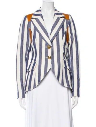 Pre-owned Smythe Striped Blazer W/ Tags In White
