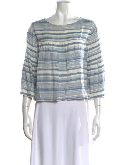 Pre-owned Smythe Striped Crew Neck Blouse In Blue