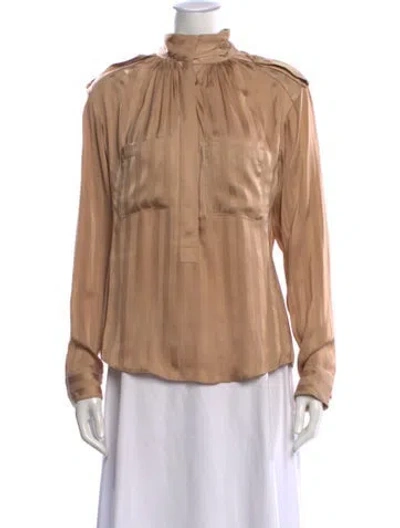 Pre-owned Smythe Striped Long Sleeve Blouse In Neutral
