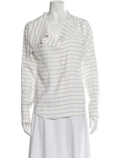 Pre-owned Smythe Striped Long Sleeve Blouse In White