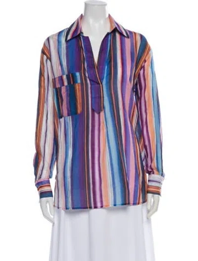 Pre-owned Smythe Striped Long Sleeve Button-up Top In Multi