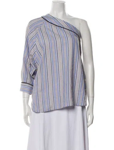 Pre-owned Smythe Striped One-shoulder Blouse In Blue