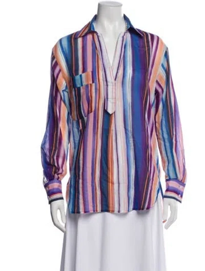 Pre-owned Smythe Striped V-neck Blouse In Multi