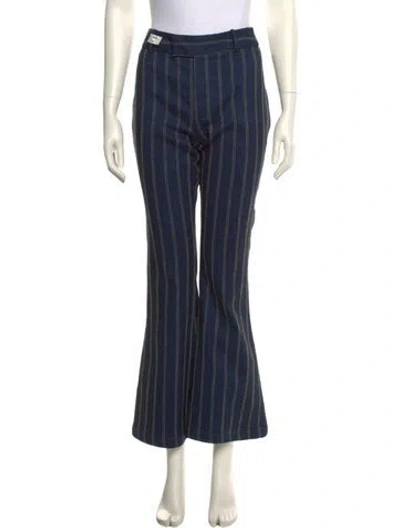 Pre-owned Smythe Striped Wide Leg Pants In Blue