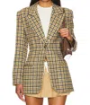 Smythe Tailored Boyfriend Blazer In Ochre Houndstooth