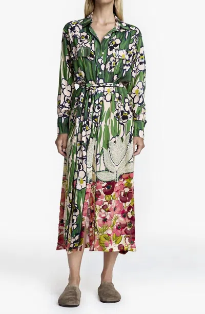 Smythe Tailored Shirt Dress In Garden Floral In Green